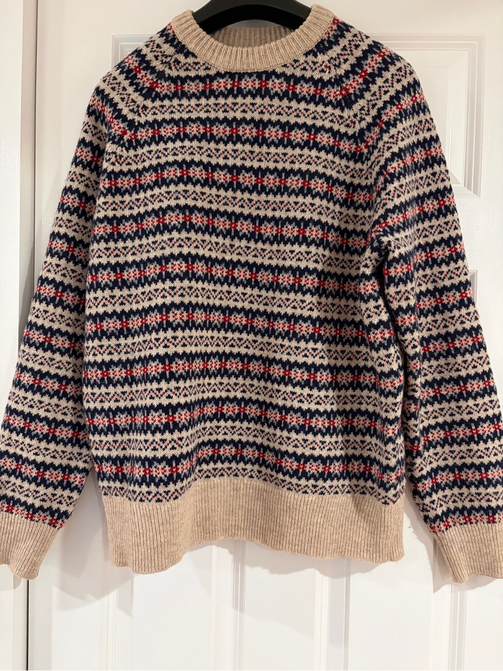 J.Crew Lambswool Crewneck Fair Isle Nordic Sweater Mens Medium Multicolor